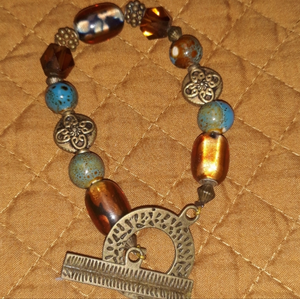🍂Vintage Amber Bead Bracelet 🌿